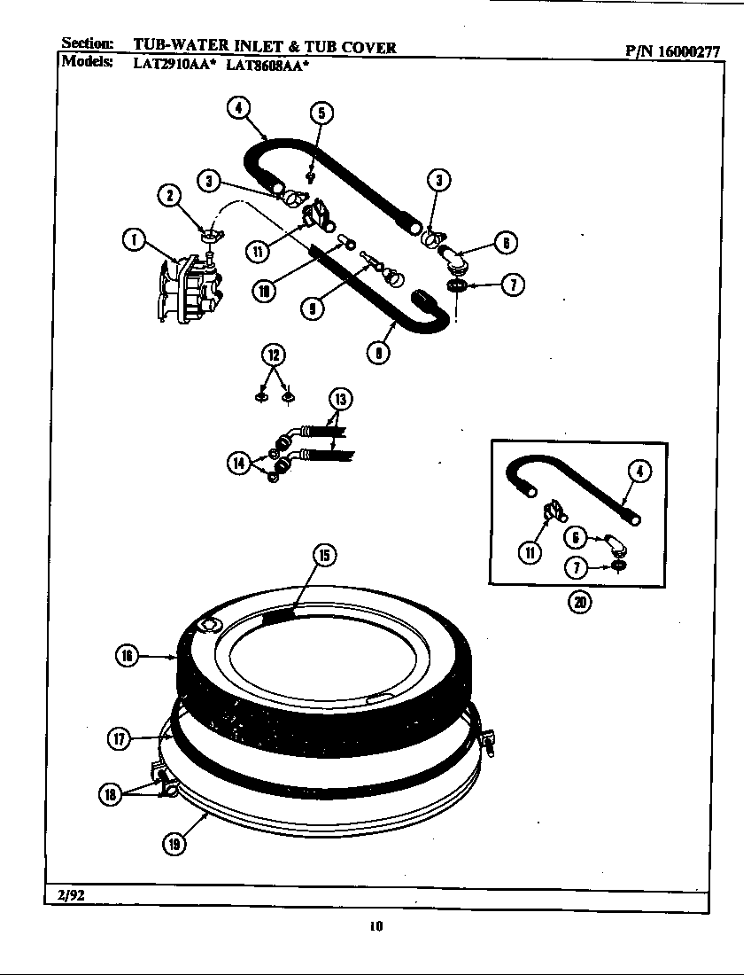 Tub-water inlet & tub cover