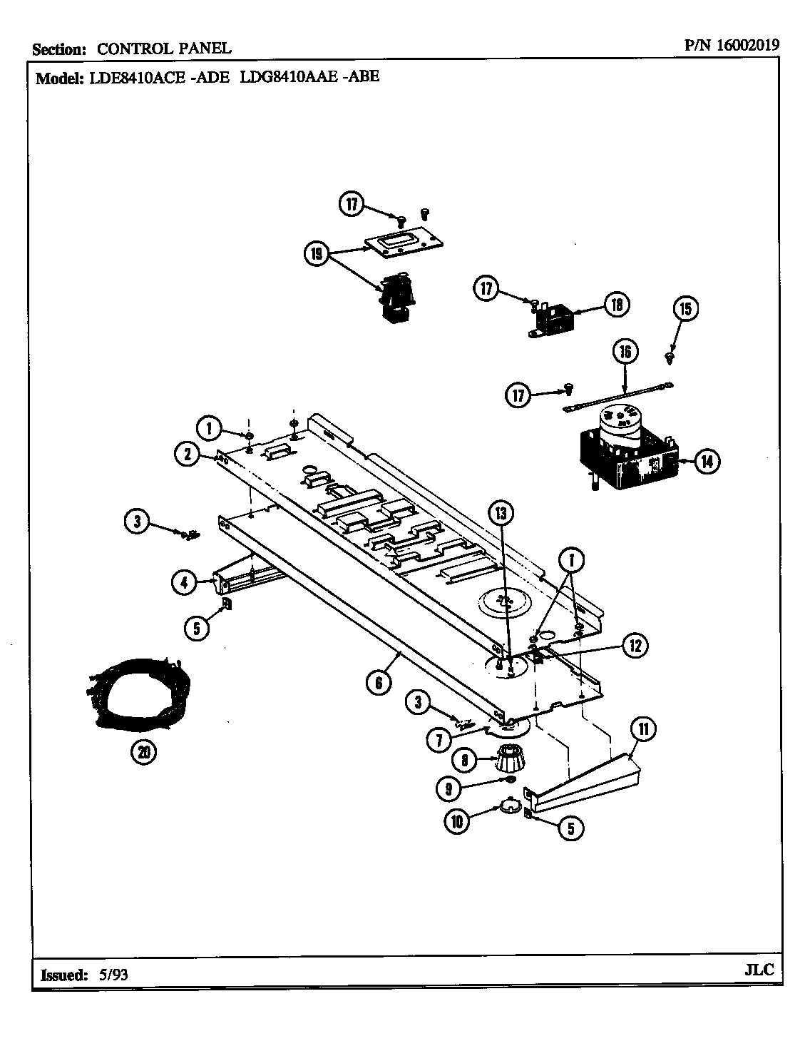 Control panel (lde8410ace) (lde8410ade) (ldg8410aae) (ldg8410abe)