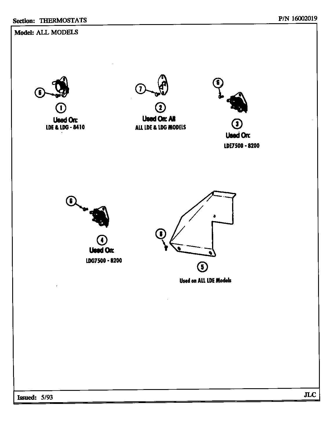 Thermostats (lde8410ace) (lde8410ade) (ldg8410aae) (ldg8410abe)