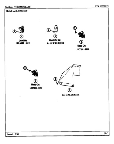 Thermostats (lde8410ace) (lde8410ade) (ldg8410aae) (ldg8410abe)