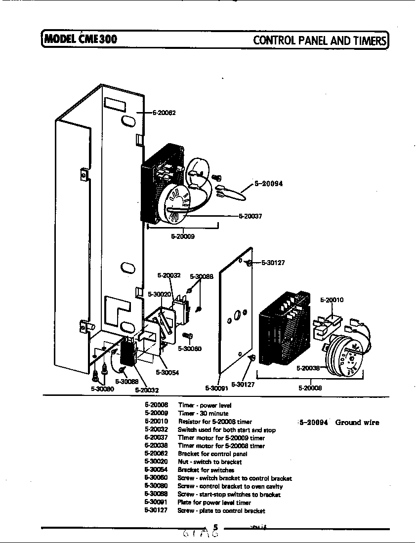 Control panel & timer (rear view) (cme300)