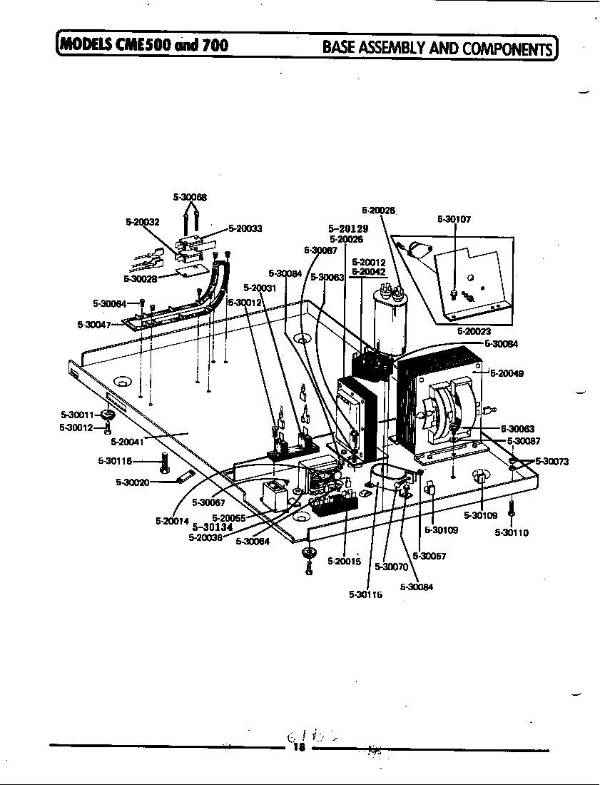 Base assembly & components (cme400) (cme500) (cme700)