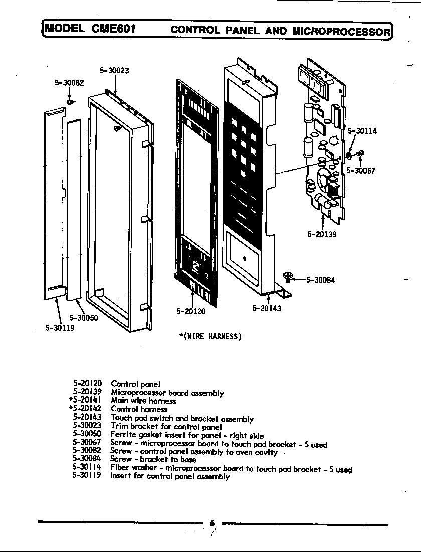 Control panel & microprocessor (cme601) (cme601)