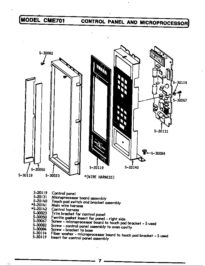 Control panel & microprocessor (cme701) (cme701)