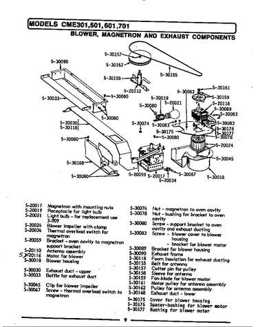Blower, magnetron & exhaust components