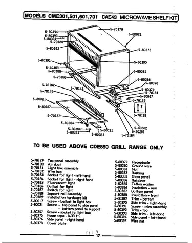 Base assembly & components (501,601,701) (cme501) (cme601) (cme701)