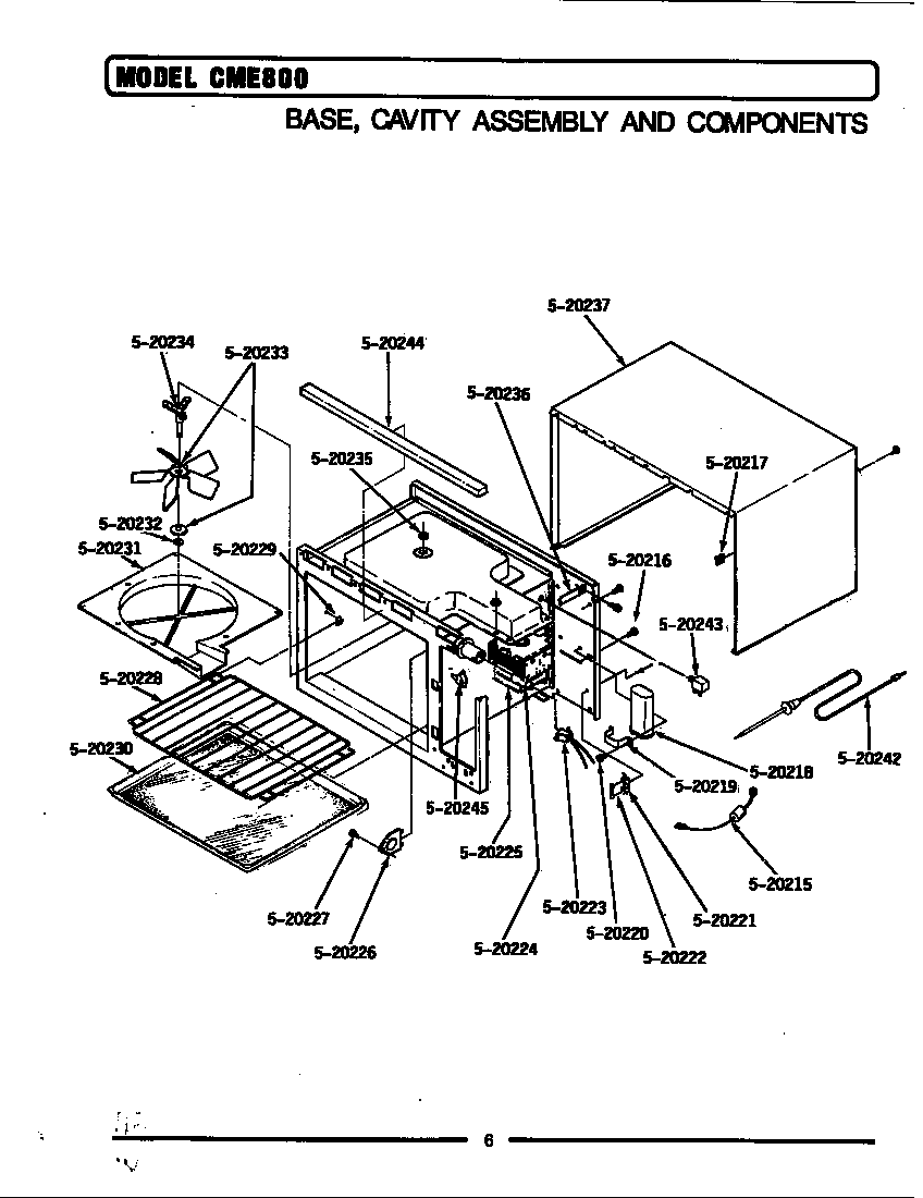 BASE, CAVITY ASSEMBLY & COMPONENTS (CME800)