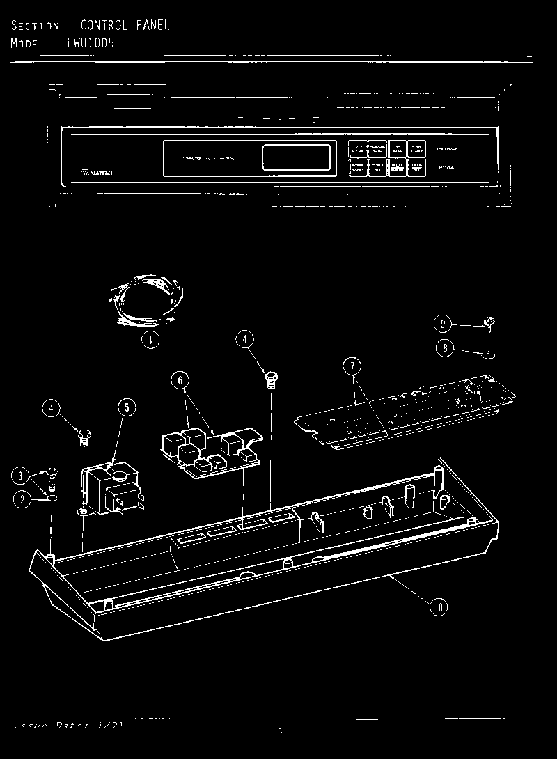 CONTROL PANEL (EWU1005 WHITE) (EWU1005)