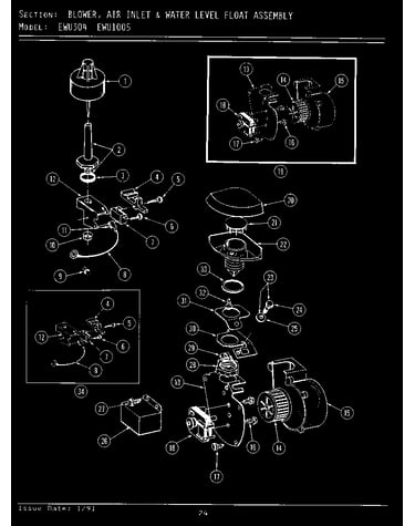 Blower/air inlet & water level float (ewu304) (ewu1005)