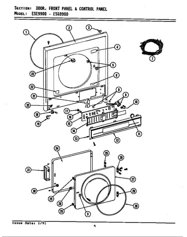 Door, frt & cntrl pnl ese9900 & esg9900) (ese9900) (esg9900)