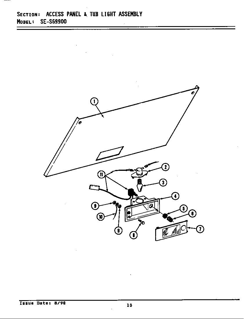 Access panel & tub light (lse9900) (lsg9900) (se9900) (sg9900)