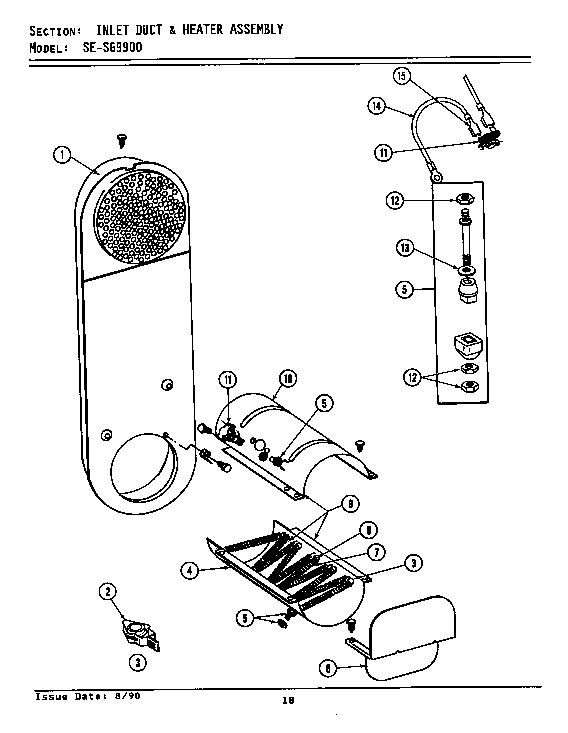 INLET DUCT & HEATER ASSEMBLY (SE9900) (LSE9900) (SE9900)