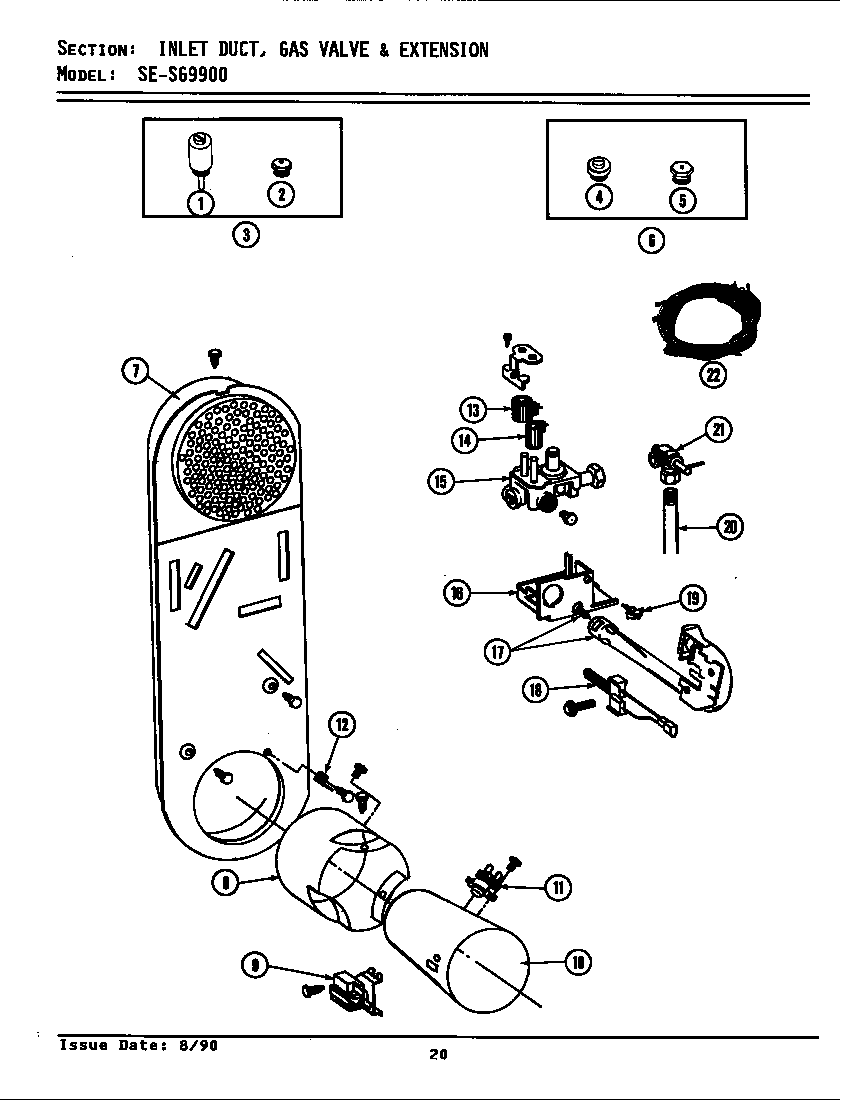 Inlet duct, gas valve & ext. (sg9900) (lsg9900) (sg9900)