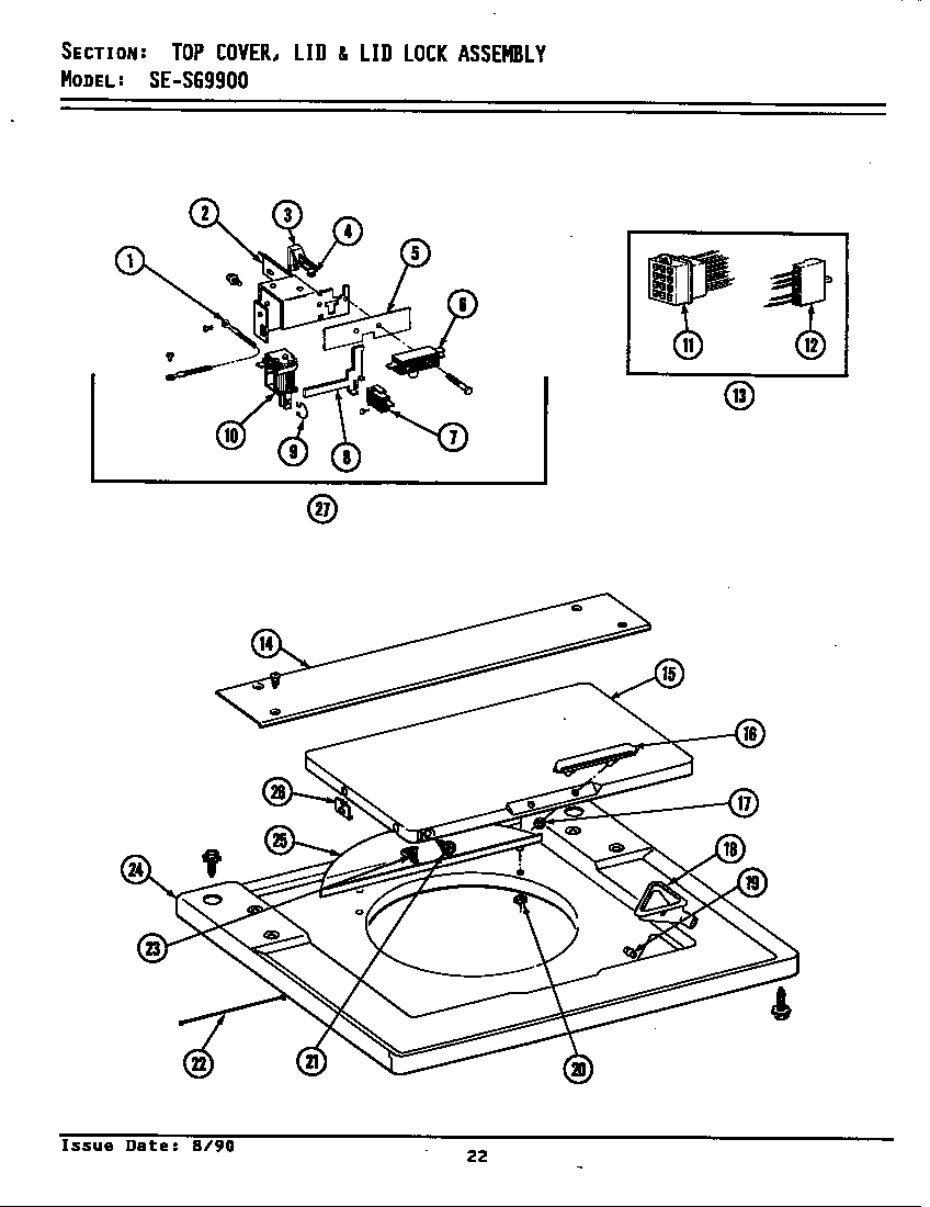 Top cover, lid & lid lock assembly (lse9900) (lsg9900) (se9900) (sg9900)