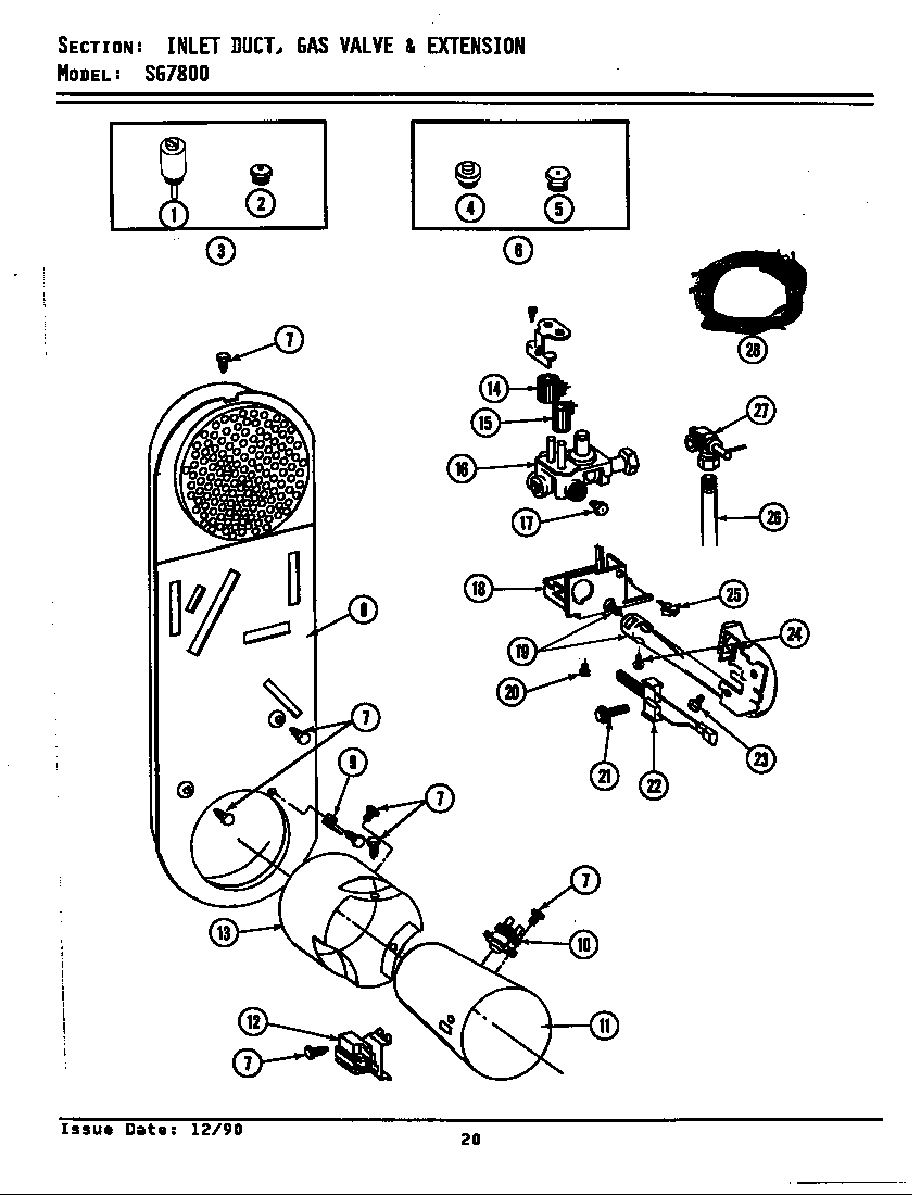 INLET DUCT, GAS VALVE & EXT. (SG7800) (LSG7800) (SG7800)