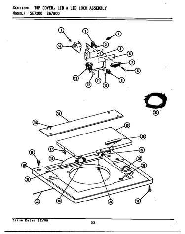 Top cover, lid & lid lock assembly