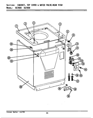 Cabinet, top cover & water valve (rear)