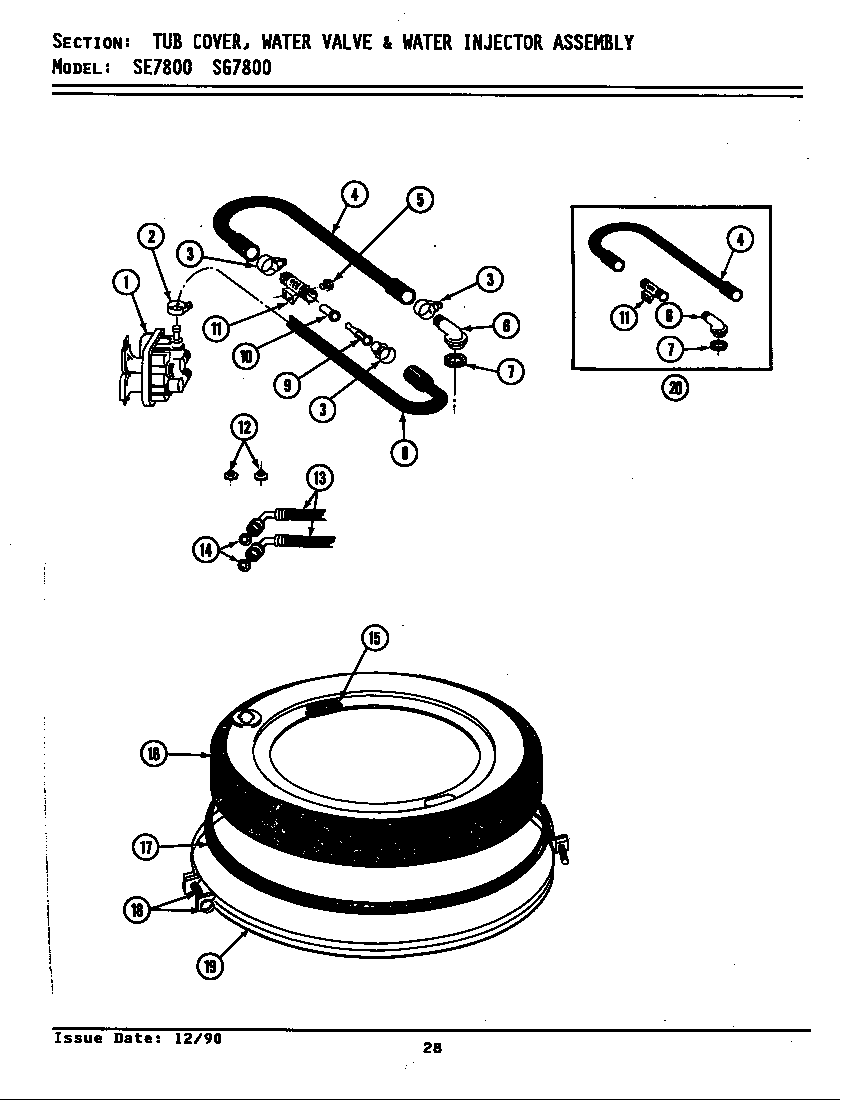 TUB COVER, WATER VALVE & WATER INJ. ASSY