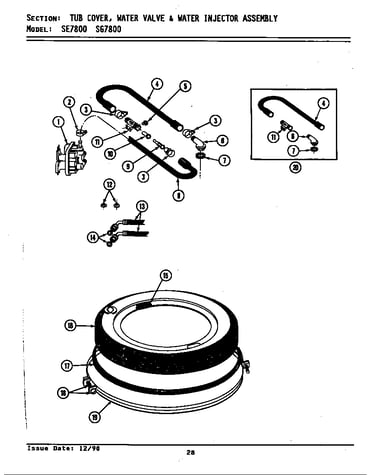 Tub cover, water valve & water inj. assy