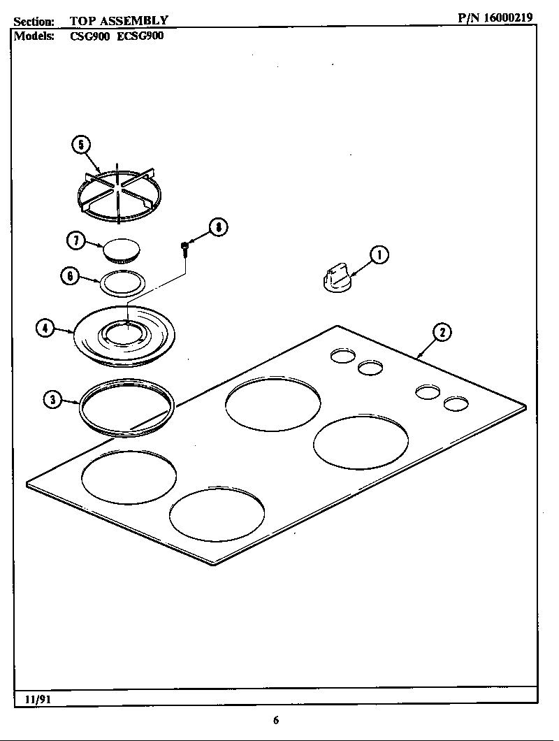 TOP ASSEMBLY (CSG900/ECSG900) (CSG900) (ECSG900)