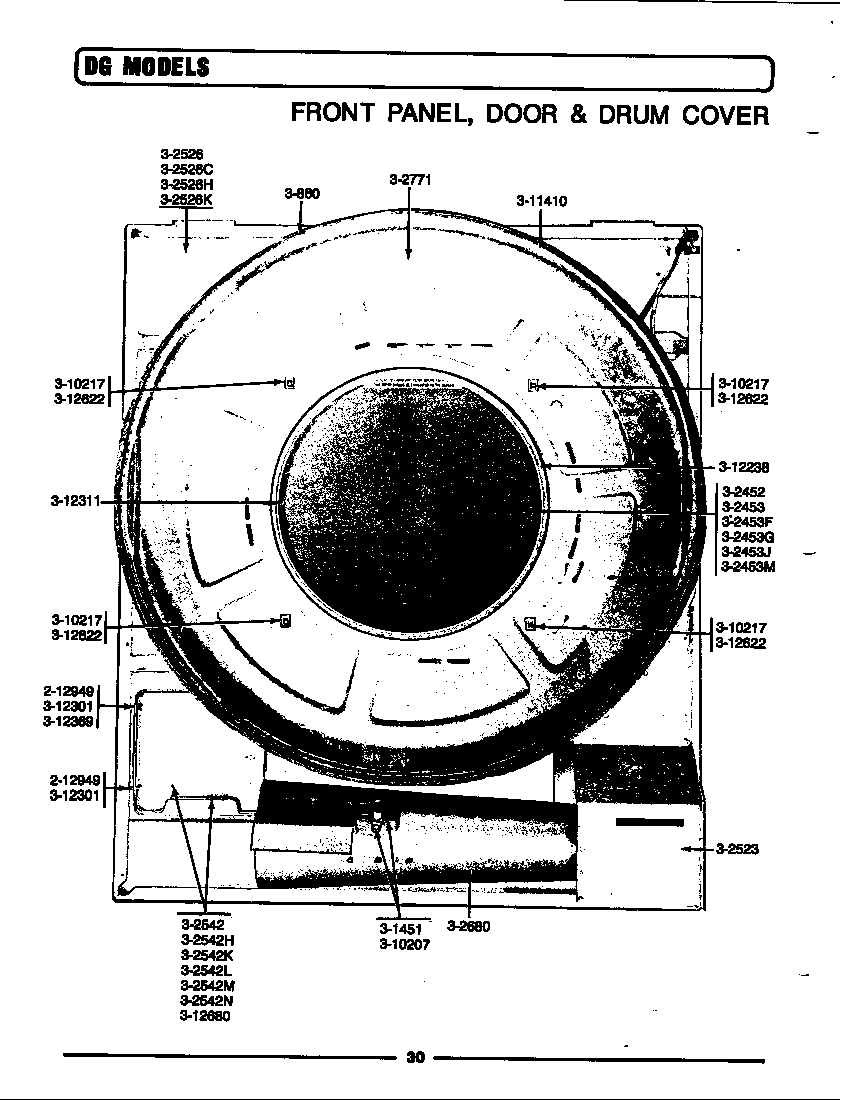 Front panel, door & drum cover