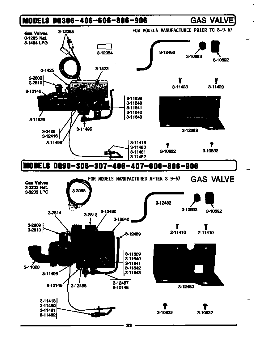 GAS VALVE (PRIOR TO 8-9-67)