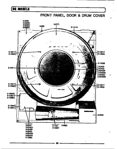 Front panel, door & drum cover
