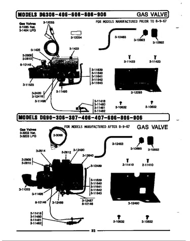 Gas valve (after 8-9-67)