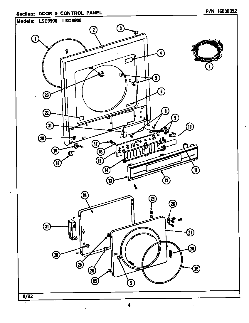 Door & control panel (lse9900ace) (lse9900ade) (lse9900aee) (lsg9900aae) (lsg9900abe)