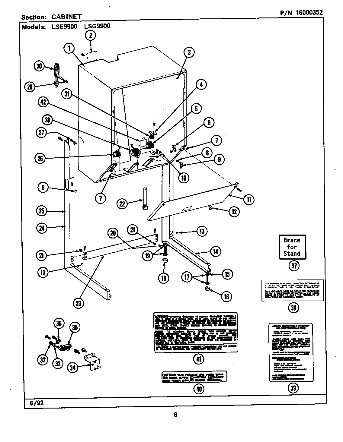 Cabinet (lse9900acl) (lse9900acw) (lse9900adl) (lse9900ace) (lse9900ade)
