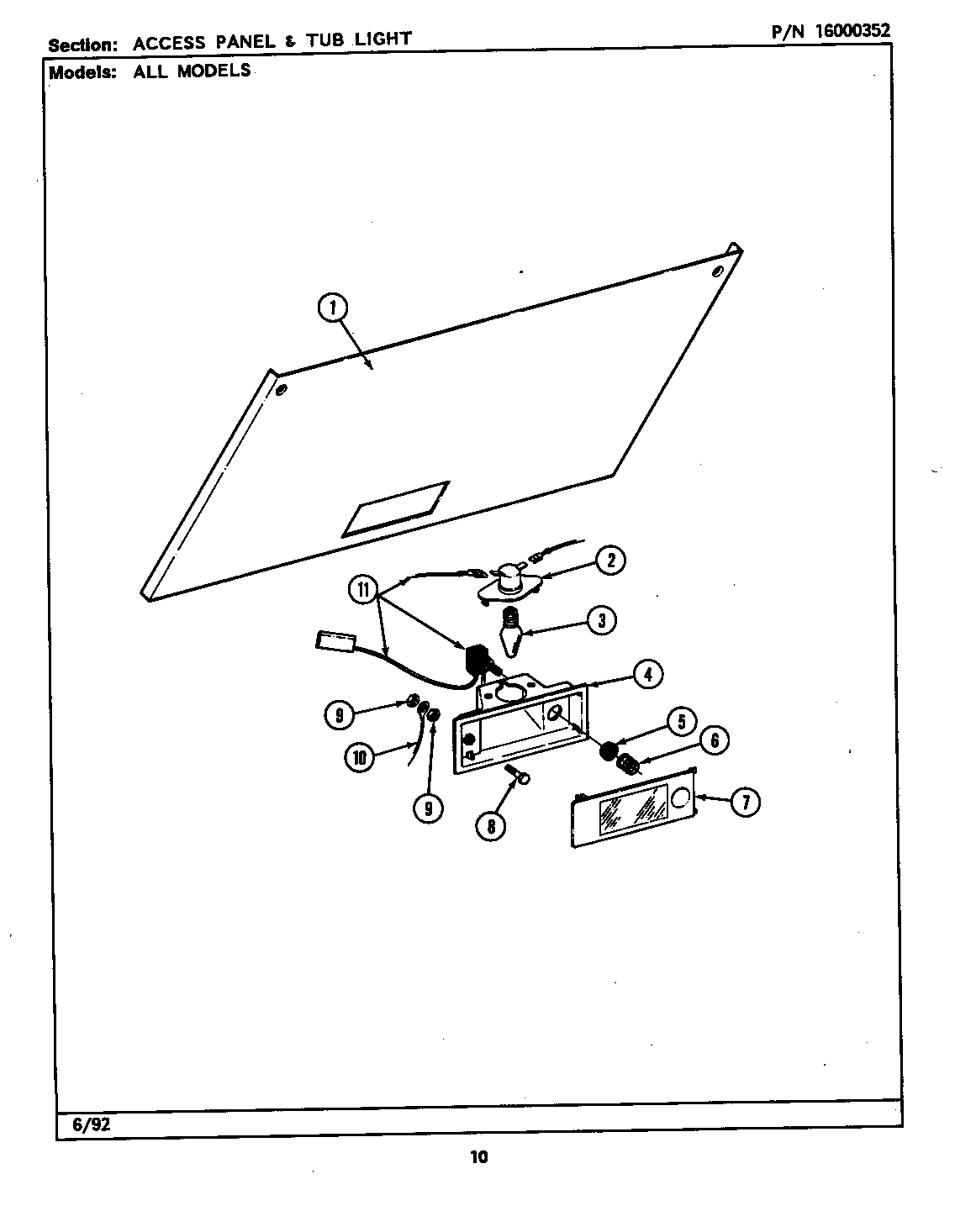 Access panel & tub light (lse9900ace) (lse9900ade) (lse9900aee) (lsg9900aae) (lsg9900abe)