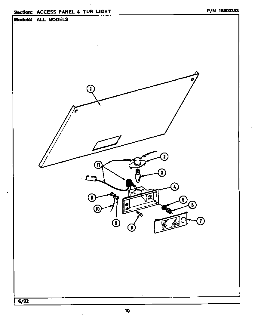 ACCESS PANEL & TUB LIGHT (LSG9900A & B) (LSE9900ACL) (LSE9900ACW) (LSE9900ADL) (LSE9900ACE) (LSE9900ADE)