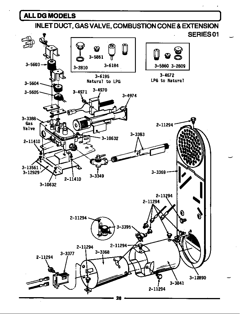 Inlet duct, gas valve, cone & ext. (01)