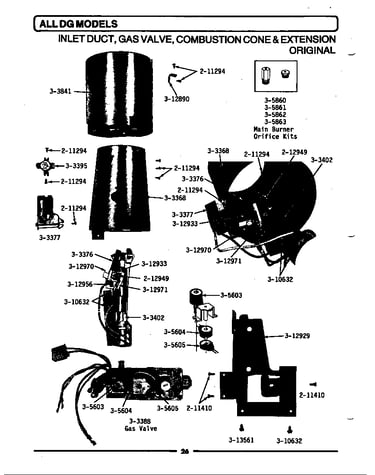 Inlet duct, gas valve, cone & extension
