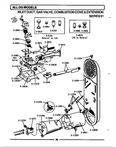 Inlet duct, gas valve, cone & ext. (01)