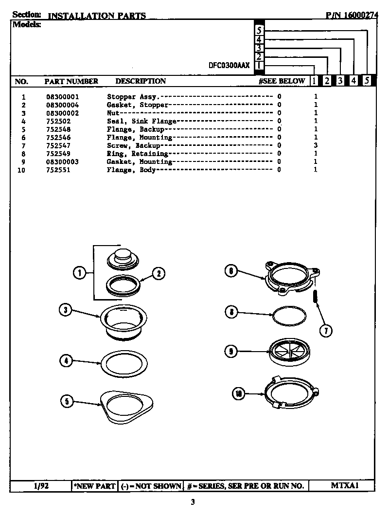 Installation parts (dfc0300aax) (dfc0300aax)