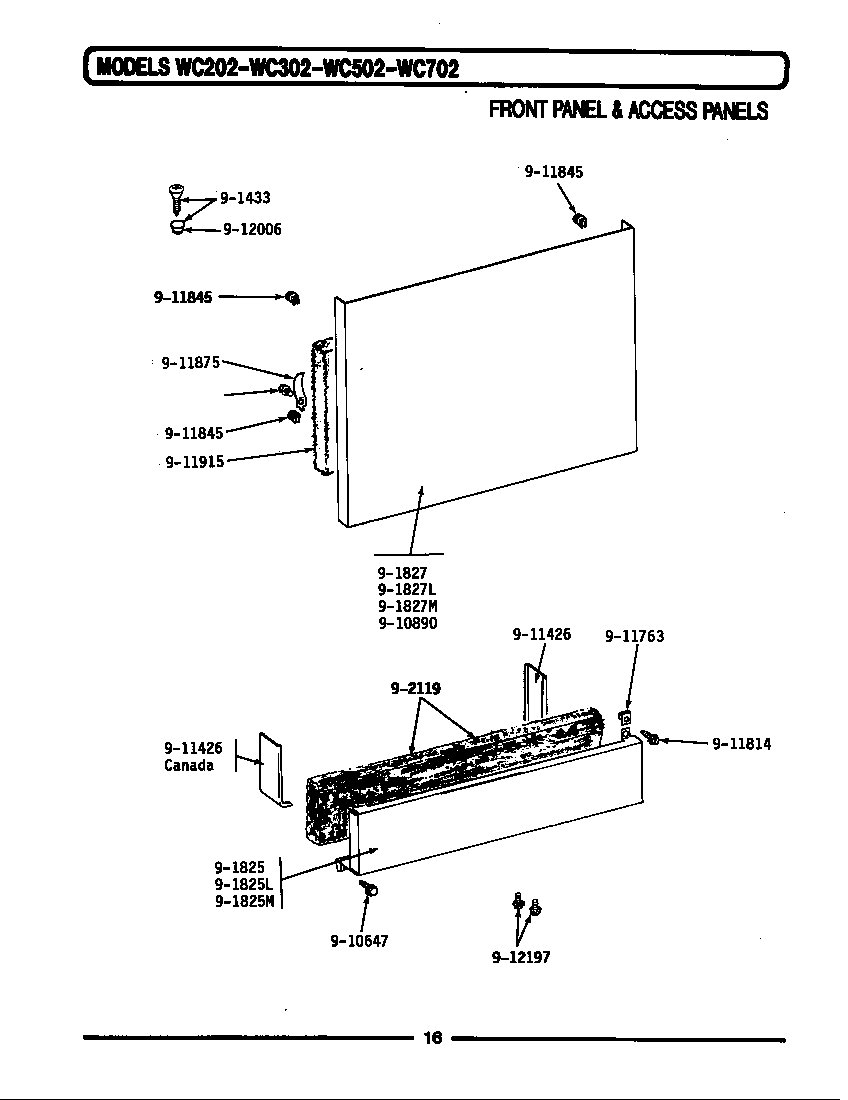 FRONT PANEL & ACCESS PANELS (WC) (WC202)