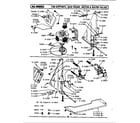Maytag WC301 tub supports, base frame, motor & valves diagram