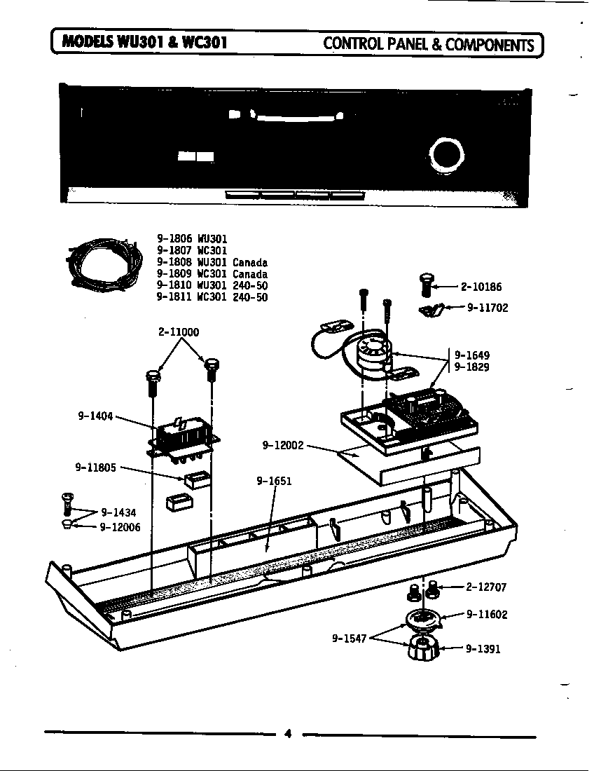 CONTROL PANEL & COMPONENTS