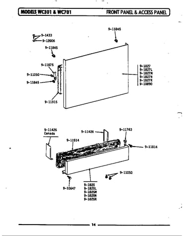 Front panel & access panel (wc301) (wc301)