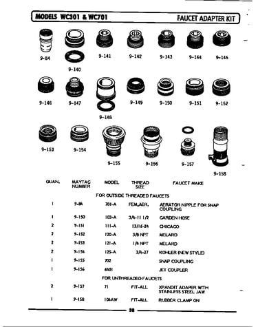 Faucet adapt kit (unthreaded)(wc301) (wc301)