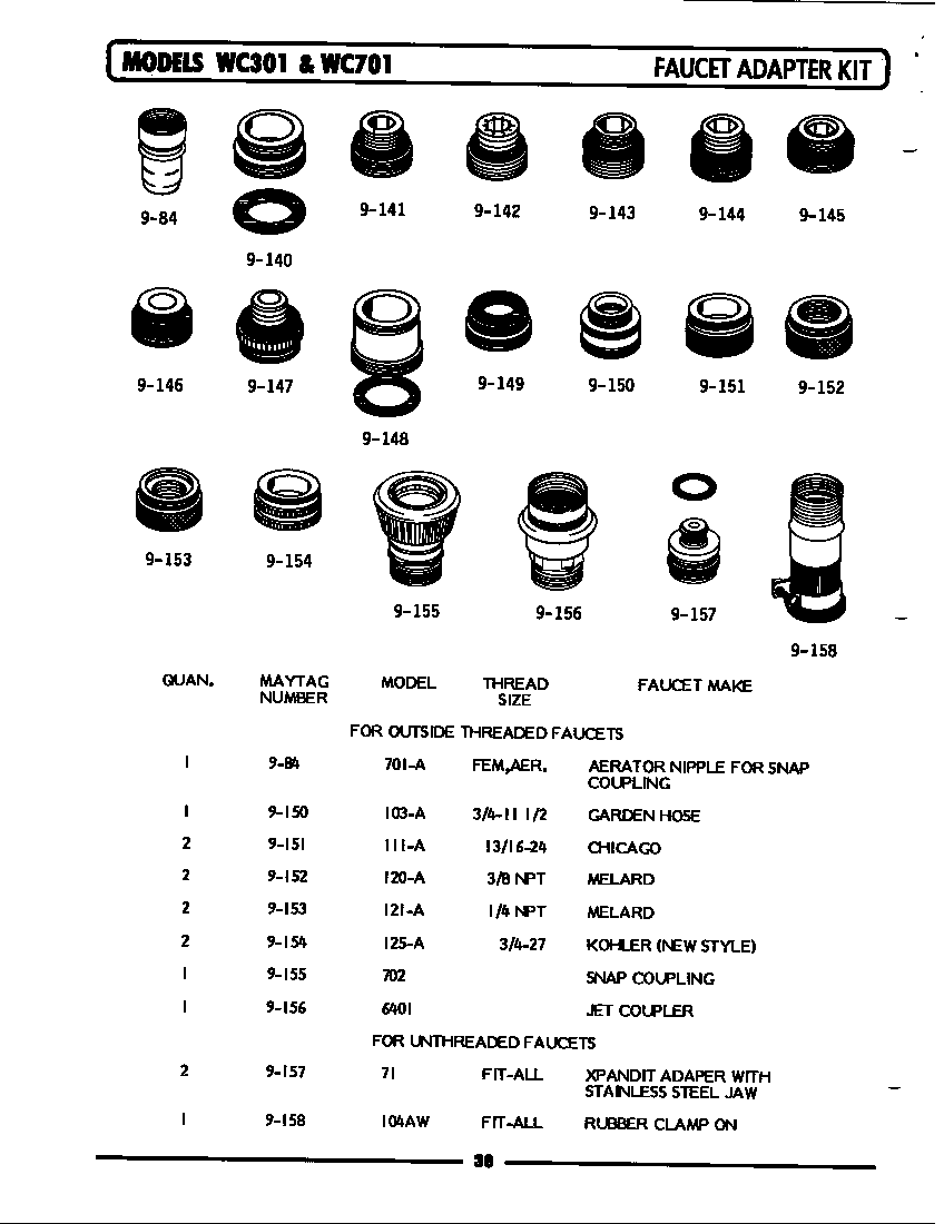 FAUCET ADAPT KIT (INSIDE THREAD)(WC301) (WC301)