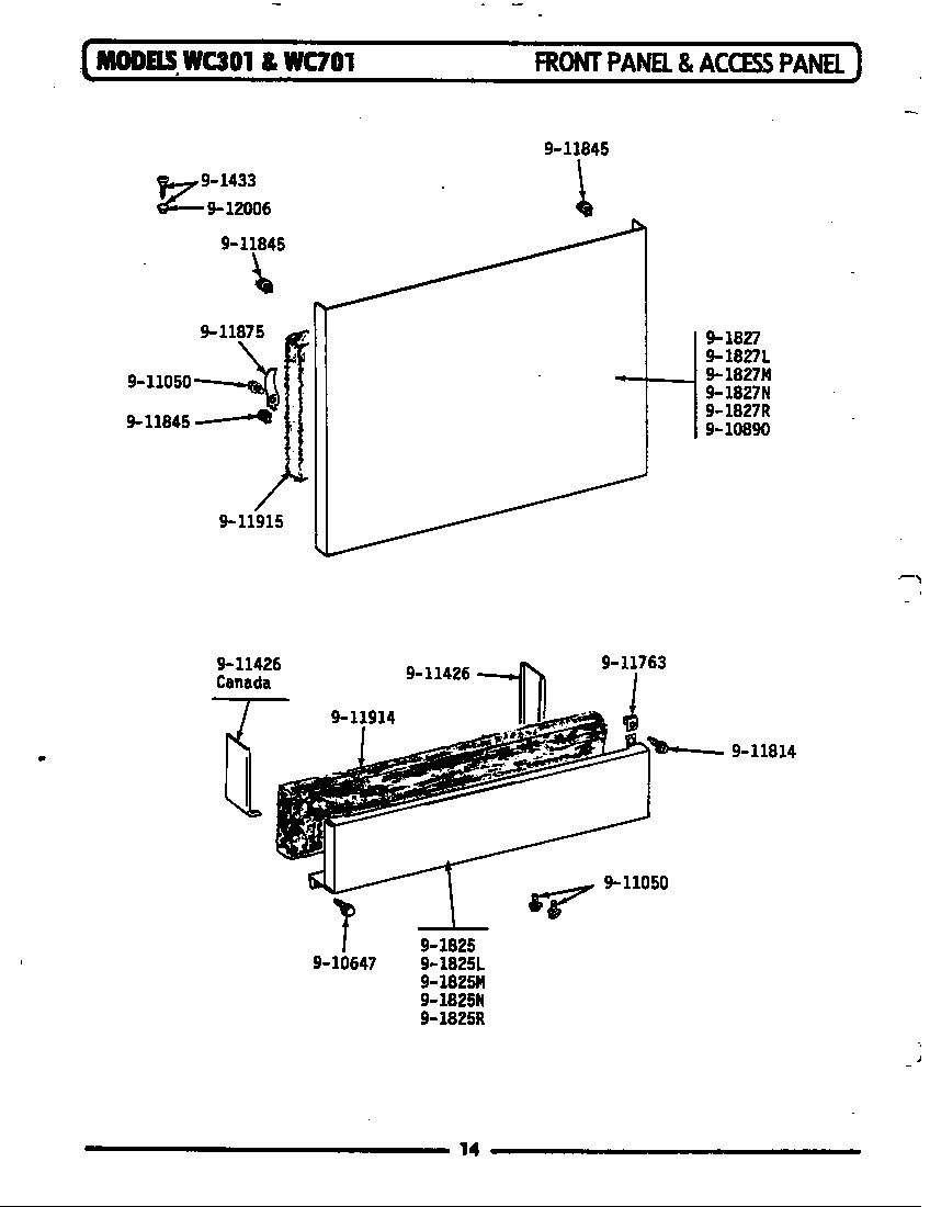 Front panel & access panel (wc701)