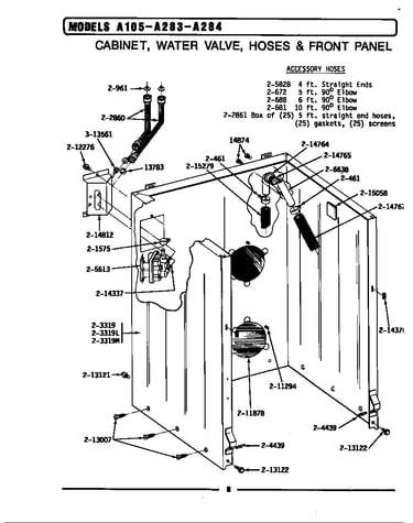 Cabinet, water valve, hoses & frnt panel