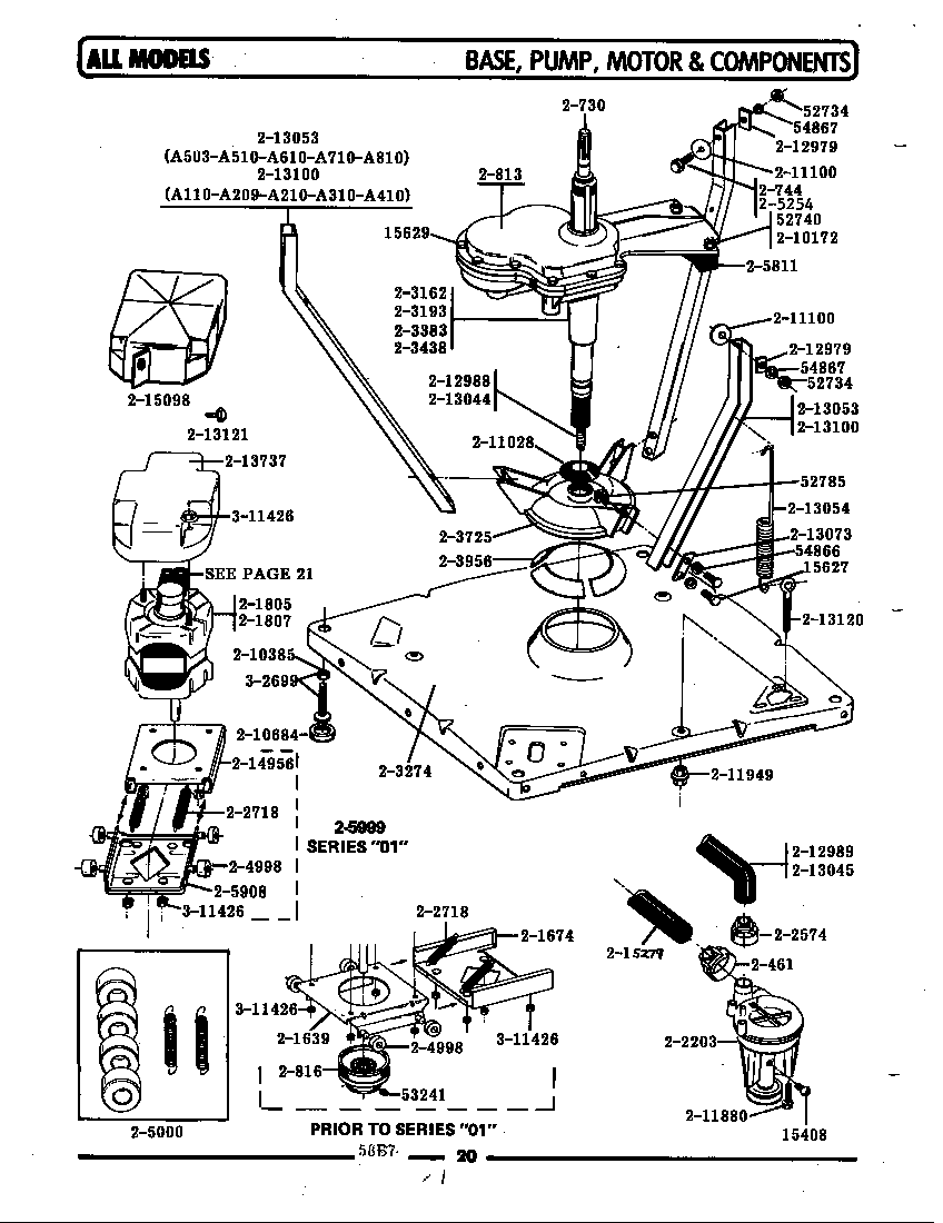 Base, pump, motor & components