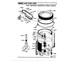 Maytag BA283 tub, agitator, mounting stem & seal (a283) (ga283) (la283) diagram
