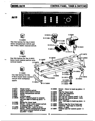 Control panel,timer & switches (a610) (a610) (la610)