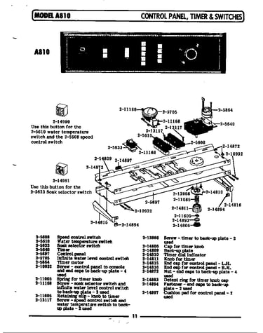 Control panel,timer & switches (a810) (a810) (la810)