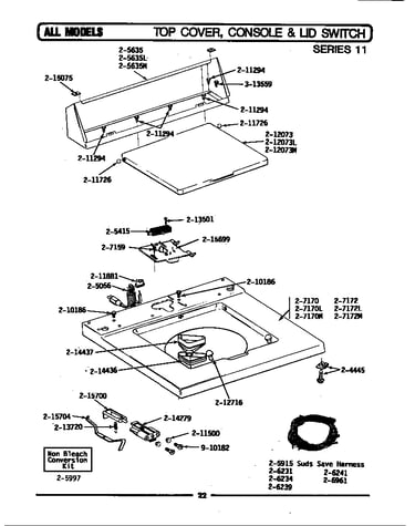 Top cover, console & lid switch (ser 11)