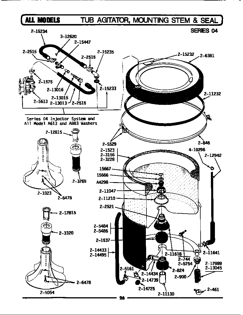 TUB, AGITATOR, MTG. STEM & SEAL (SER 04)